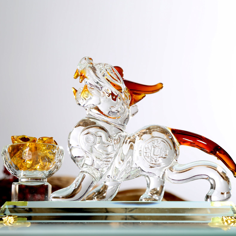 Crystal leopard Poly Basin Poly Basin Composition Swing room Crystal Yuan Baojiu Home Decorative Goods Office Auspicious Pendulum