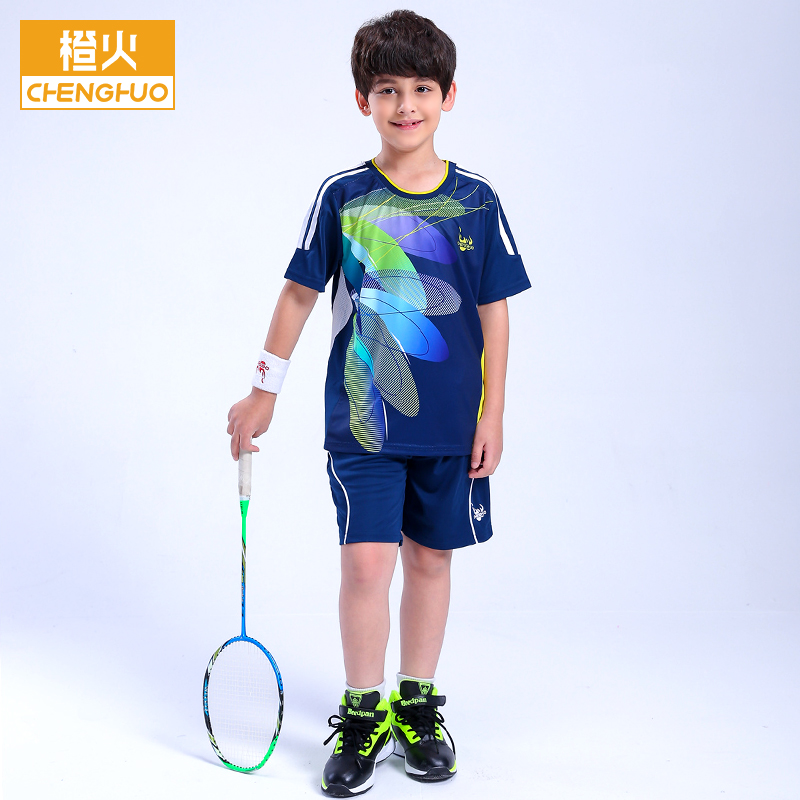 Children's badminton suit set girls table tennis tennis clothes short sleeves summer boys boys sports training suits