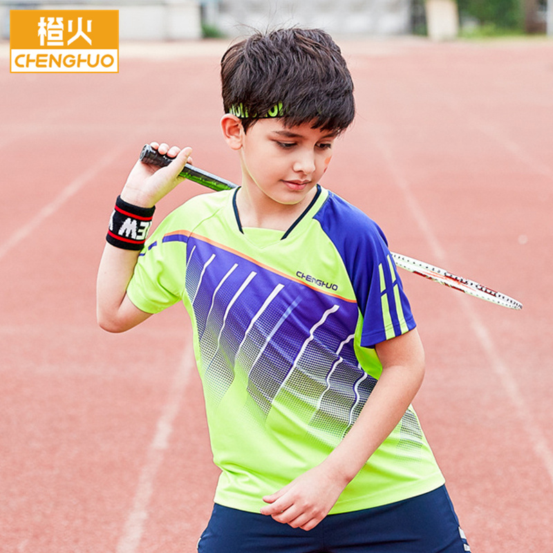 Orange fire children's clothing new children's speed fast drying outdoor breathable sports running shirt medium and big boys short-sleeved t-shirt