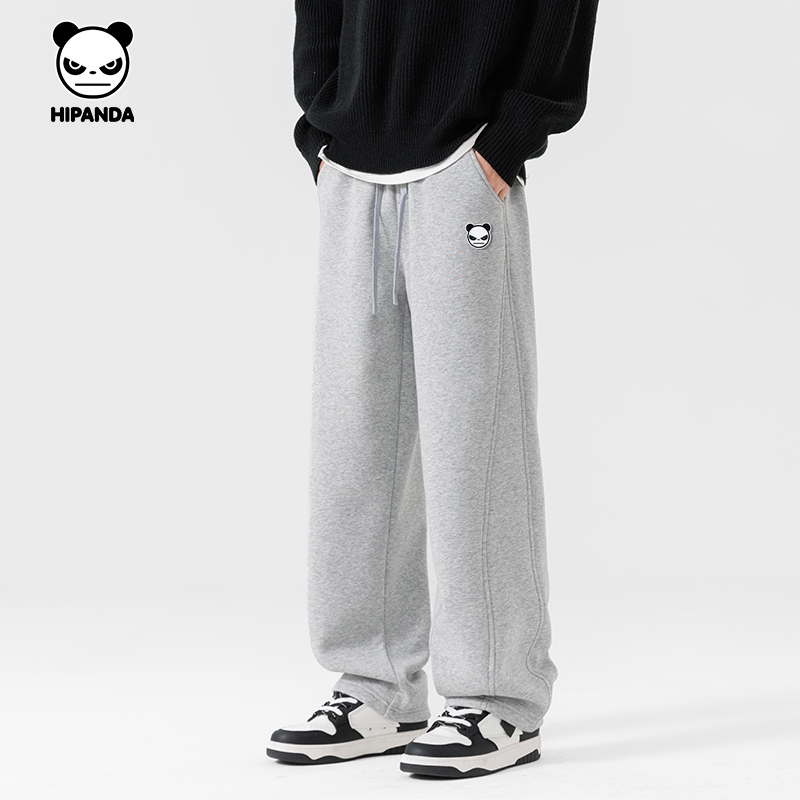 Hipanda Hello Panda 2025 春新作 シミターパンツ メンズ ストレートパンツ ワイドレッグパンツ ファッション ブランド スウェットパンツ ズボン