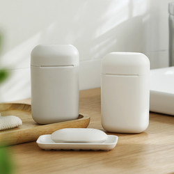 Portable Sealed Soap Tray with Drainage for Washing, Portable Soap Box for Business Trips, Travel, Dormitory, Soap Holder Set, Japanese Style