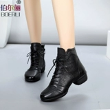 伯尔俪 Летние дышащие современные ботинки, 2019, из натуральной кожи