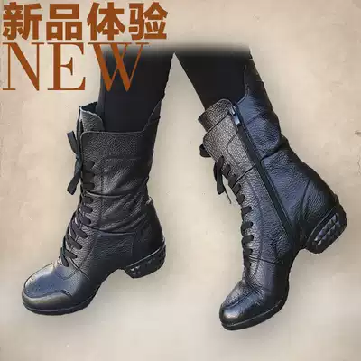 Burr autumn and winter leather dance shoes women's soft bottom dancing shoes sailor dance breathable modern square dance boots