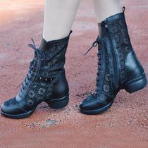 Beral 2017 womens new square dance shoes Summer lace modern dance boots ladies soft-bottom water soldiers dance shoes women