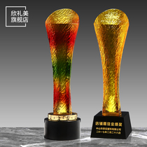 Colorful Trophies Custom Set Making Creative Lettering of the Creative Lettering Crystal Transpiration Day Champion Prize Event Awards Commemorative Mementos