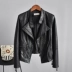 2018 Thu mới Thời trang mới đứng Cổ áo mỏng Slim OL Wind Leather Jacket Phụ nữ giặt áo khoác da PU áo khoác da nữ cá tính Quần áo da