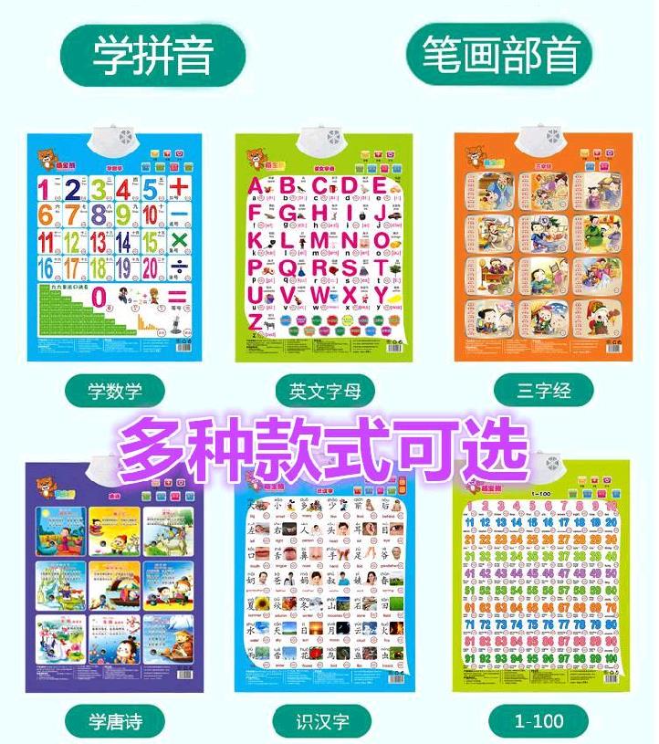 Literacy flipchart Early teaching before phonics Sound cognitive animal letters on the wall Children's sound reading toys