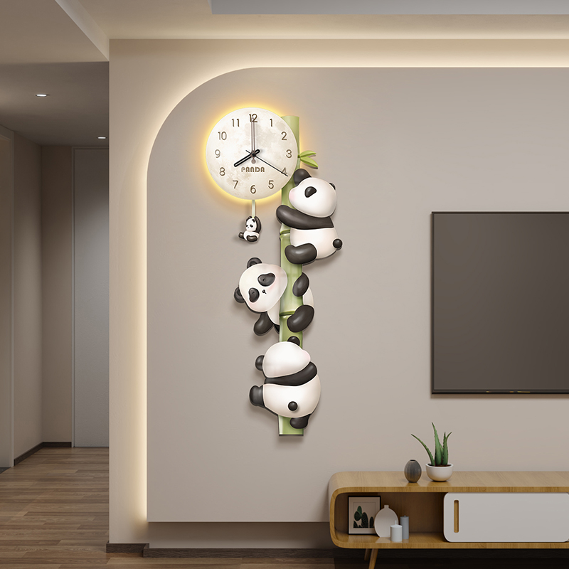 Beauty Seda Panda Hung Clocks Living Room Creative Clocks 2023 New minimalist Modern Atmosphere Restaurant Net Red Decorative Clocks-Taobao