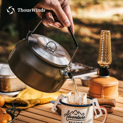 Thous Winds Дорожный кофейник для кемпинга для пикника из нержавеющей стали, заварочный чайник