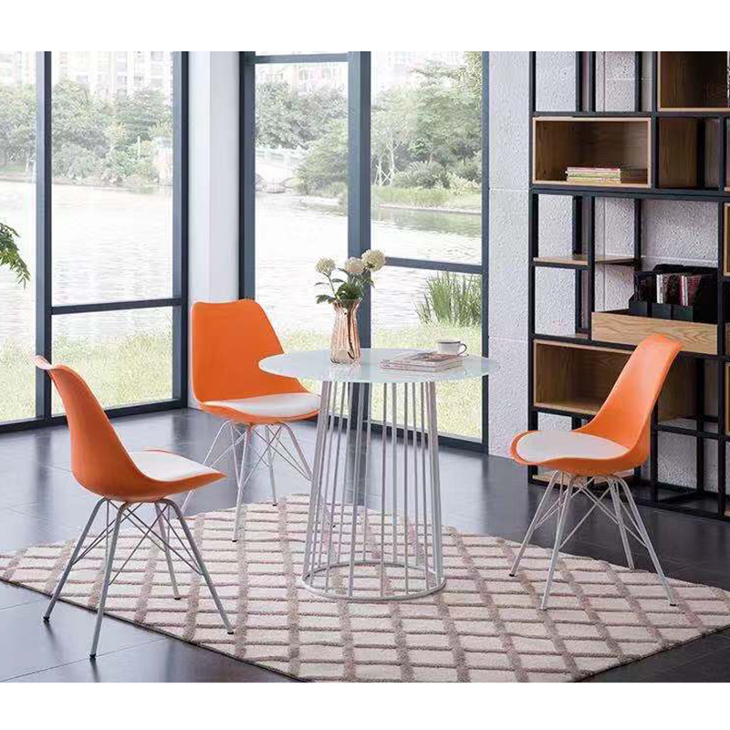 Tempered glass round table Simple white black reception desk round table coffee table Leisure office negotiation table and chair combination