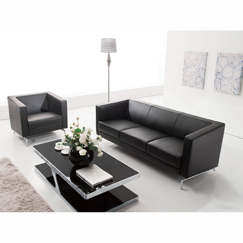 Good environment furniture manager's office office sofa simple five-person leisure reception black leather single three-person