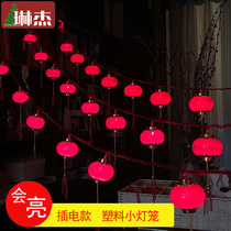 Linjie New Year small lanterns with lanterns decorated with small lanterns Wedding Celebration Interior Decoration Small Lanterns Hanging of Flocking Lanterns
