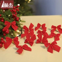 Красный декор с бантиком, 6см, 12 шт
