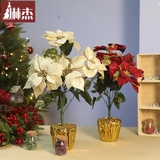 琳杰 Рождественский горшок цветок yipin красный рождественский украшение симуляция рождественское красное горшоч