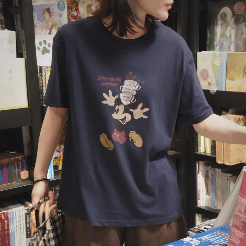 Retro Mickey! Fun Printed Cotton Half-Sleeve T-Shirt