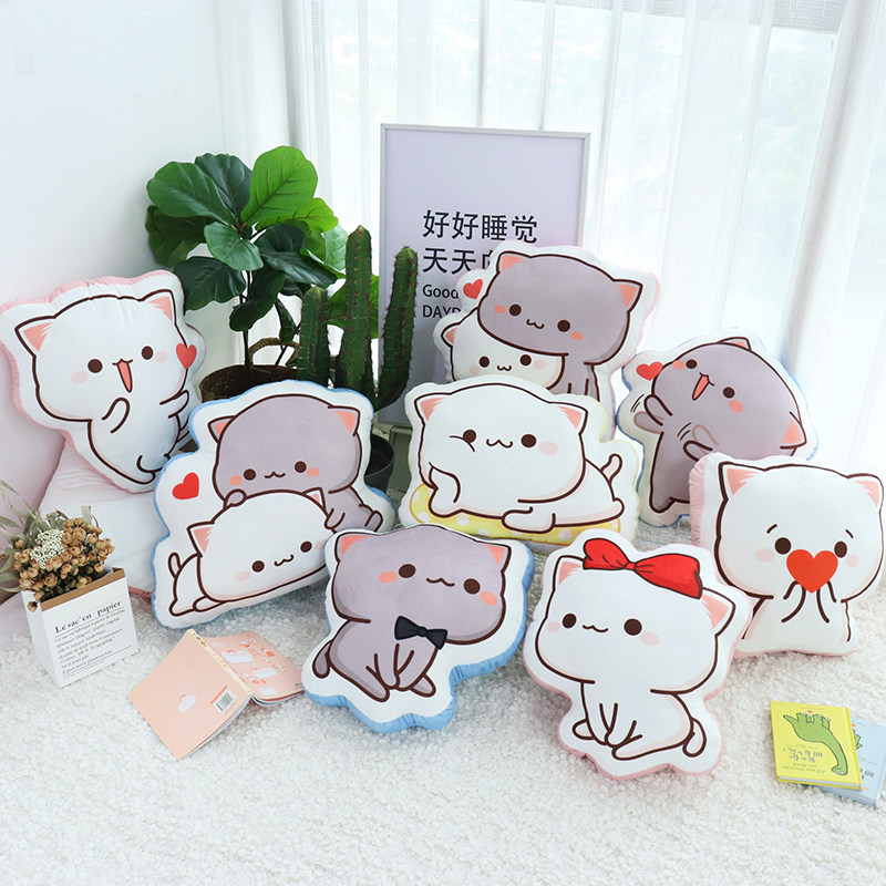 Room Pint Original Honey Peach Cat Sofa Leaning Pillow Small Cat Cartoon Hug Pillow Dormitory Small Holding Pillow Headbed Cushion Soft Bag