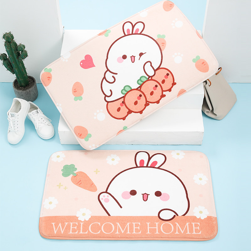 ins girl heart cartoon cute bathroom floor mat home entrance makeup room door absorbent carpet non-slip foot mat