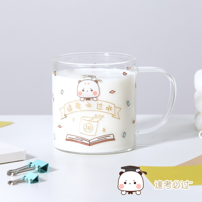 Room products one or two cloth belt handle transparent household drink cup high-bunker silicon heat resistant glass brewing tea cup