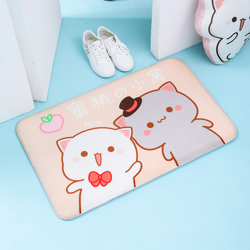 Room product peach cat ins girl heart cute bathroom floor mat home entrance makeup room door absorbent non-slip mat