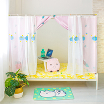 Room Pint Small Frescoed Dorm Room Yarn Curtain Student Dorm Room Up And Down Decoration Bed Curtain Male main Wind Embroidered Bed Curtain