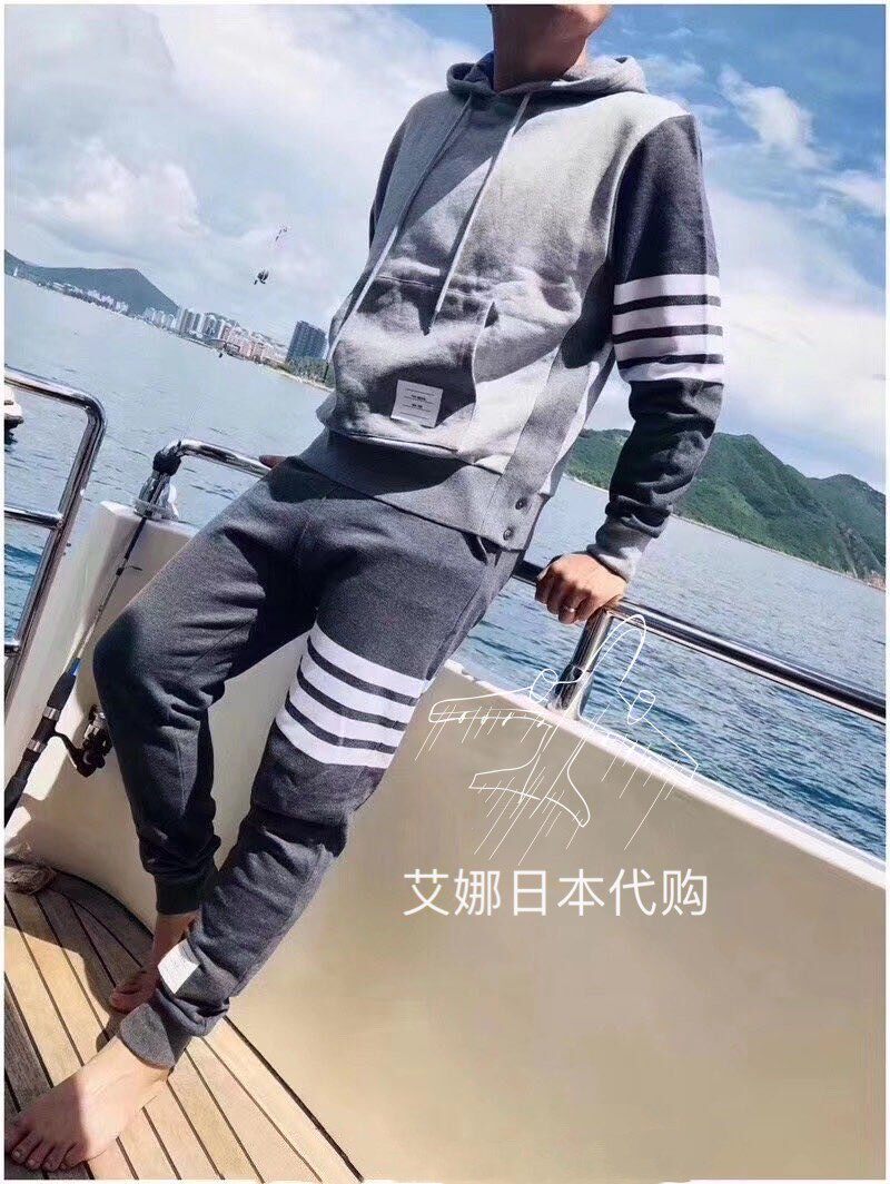 Aina Ridai THOM BROWNE20 spring and summer new TB hooded sweatshirt men and women color cotton pullover hoodie
