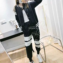  Thom Browne Collision Color Stripe TB Casual Sports Baseball Uniform Loose Knitted Sweatpants