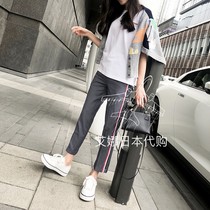 Thom Browne 20ss spring summer TB trousers side webbing ribbon ribbon casual pants slim ankle-length pants men and women