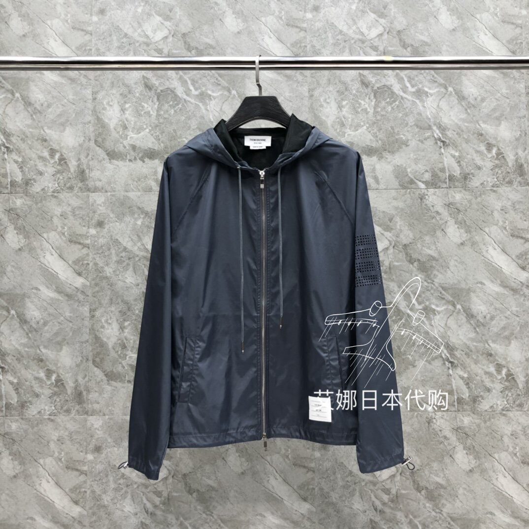 Aina Ridai Thom Browne TB hollow four-bar striped waterproof tech hooded windbreaker jacket - Taobao