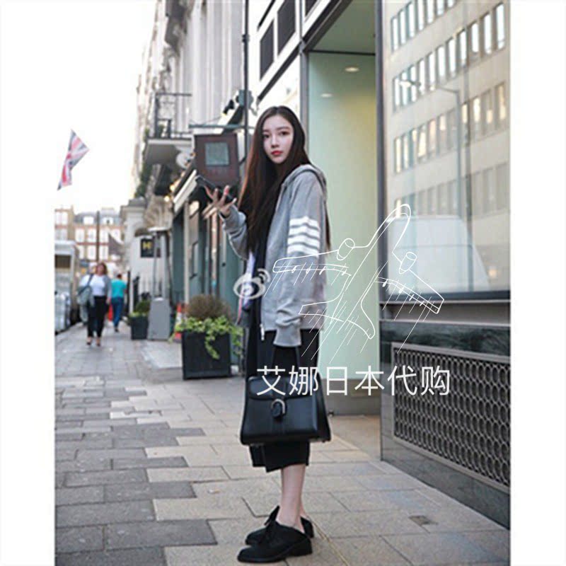 AINA Day generation THOM BROWNE TB classic knitted striped zipper hoodie MEN's AND women's hooded sweatshirt jacket