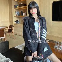 Thom Browne shirt 20 new TB four-bar tweed tweed button casual cardigan coat women