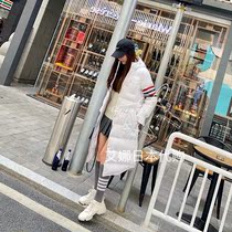 Aina Ridai Thom autumn winter TB down jacket color striped armband long hooded coat women
