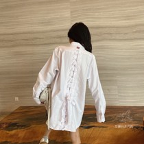 Thom Browne20 spring summer TB back strap long sleeve white shirt for men and women couples coat top