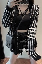 (Aina Ridai) Thom browne20 spring and summer TB college style black and white striped knitted cardigan coat