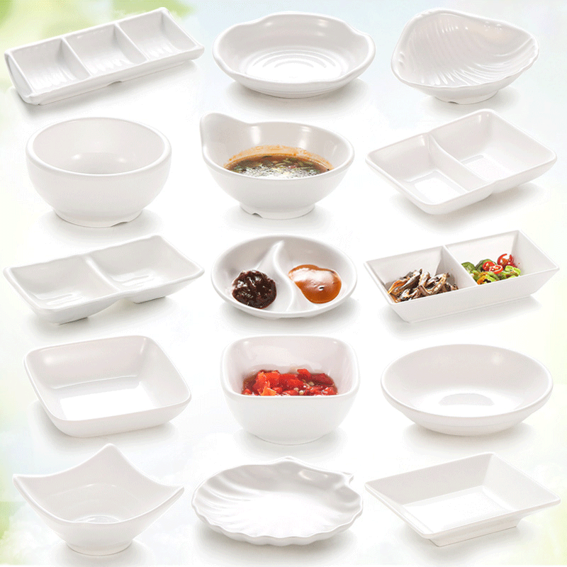 Dense Amines Small Saucer Plastic Sauce Dish Round Taste Dish Two-G Dip Saucer Hot Pot Seasoning Dip in Water Bowl Vinegar Dish Commercial-Taobao