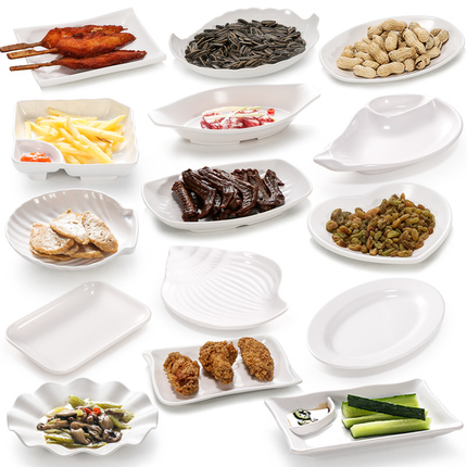 Melamine Cold Dish Dishes White Snack Plate Plastic Imitation Porcelain Bar KTV Small Saucer 10 Loaded Fries Snack