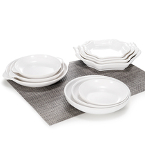 Commercial white A5 melamine imitation porcelain deep plate plastic round dish restaurant restaurant dish plate plate soup plate steamed vegetable plate