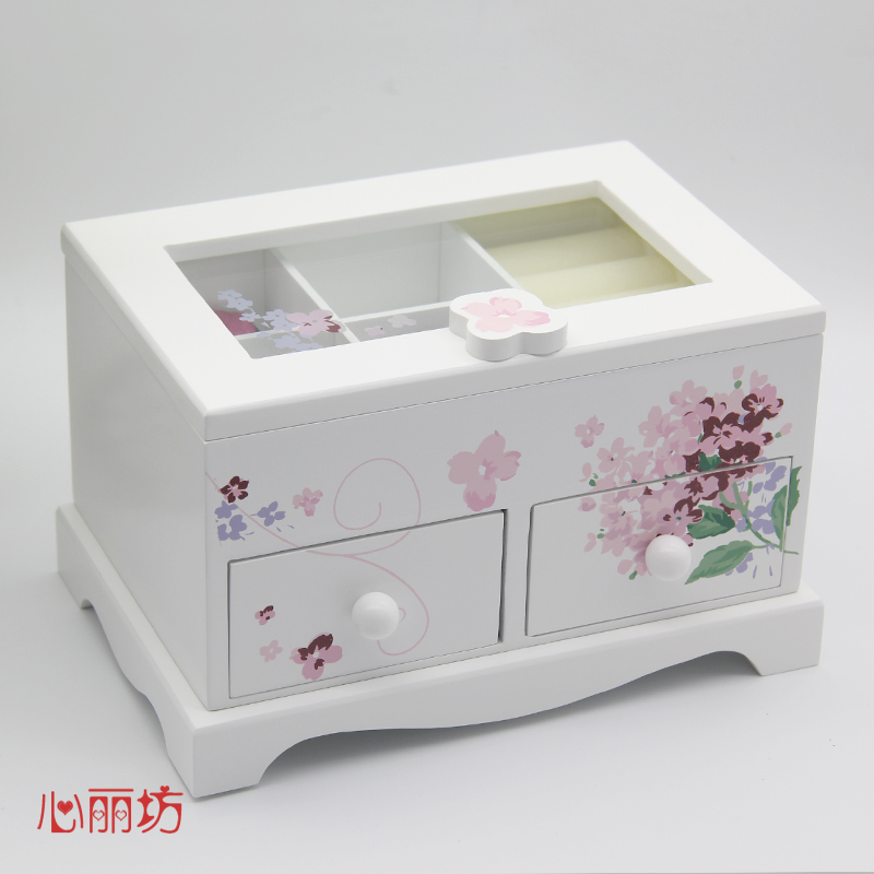 Girls jewelry box Princess Korean version baby hair accessories Jewelry storage little girl wooden small exquisite children's dressing box