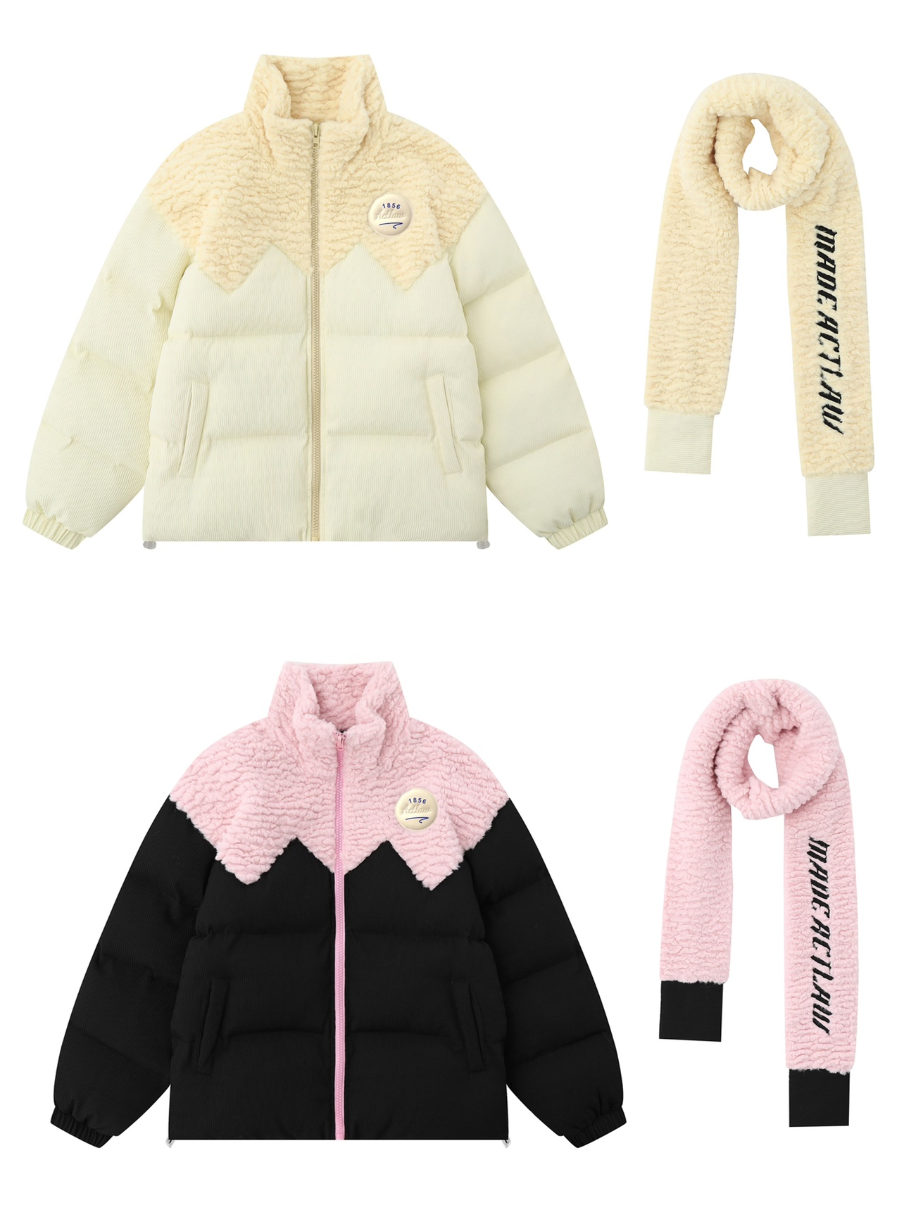 Forest Clamor Day Series Sweet and warm cotton clothes female cashmere splicing Bring your own scarf cotton clothes jacket autumn and winter lovers-Taobao