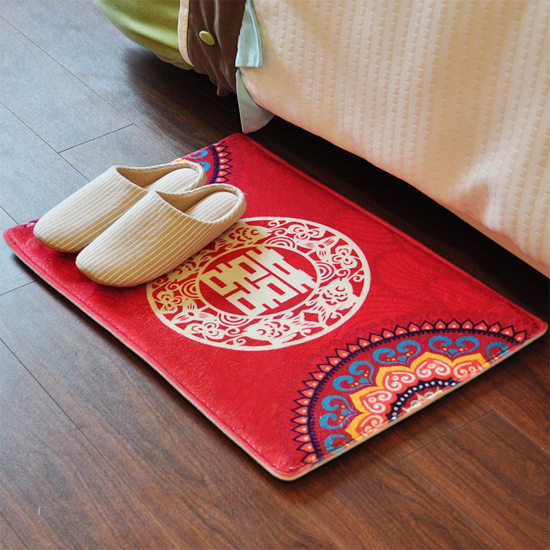 Wedding Wedding supplies Non-slip doormat floor mat New house decoration carpet Festive mat Wedding room decoration Dowry woman