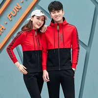 Trang phục thể thao đôi sao Jinleao 2019 Lu Meian và Qiqi Bộ thể thao và giải trí mới - Thể thao sau bộ nỉ adidas nam