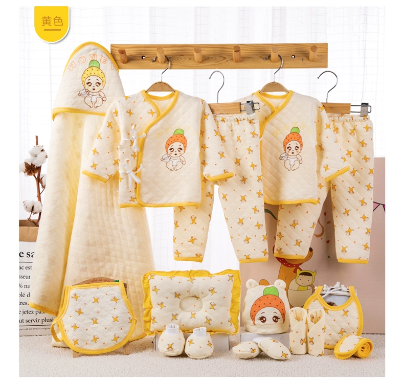 Bộ quà tặng cho bé bằng vải cotton cho bé sơ sinh mùa thu đông dày 0-3 tháng 6 Bộ quà tặng cho bé sơ sinh trăng tròn - Bộ quà tặng em bé