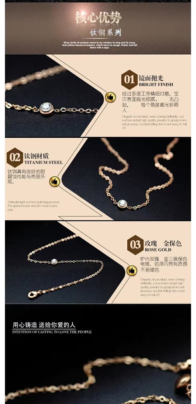 Phiên bản Hàn Quốc mạ vàng hồng tươi khí pha lê sáng bóng chuỗi mỏng nữ thời trang trăm phụ kiện phù hợp lắc chân