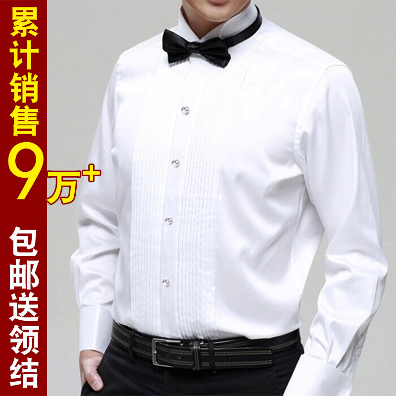 White Long-Sleeved Shirt, High-End Men's Formal Wear, Groomsmen's Clothing, Brotherhood Clothing, Shirt Suit, Choir Performance Clothing