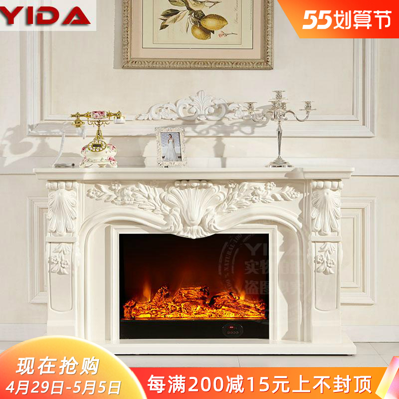 1 1 m 1 4 m European style fireplace solid wood white decorative cabinet emulated fire led electric heating fireplace core TV cabinet