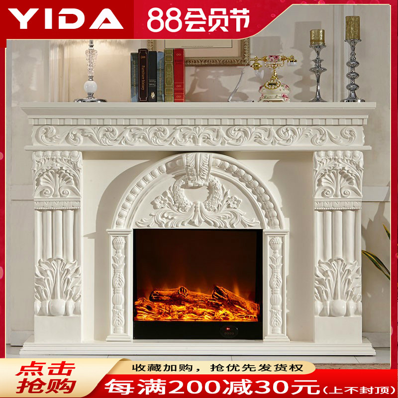 1 5 1 8 m European style fireplace dark electric fireplace decorative cabinet Solid wood mandrel frame for heating fireplace core TV cabinet