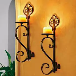 European-style wrought iron candlestick fashion creative wall-mounted candlestick living room wall decoration table decoration one-to-one price