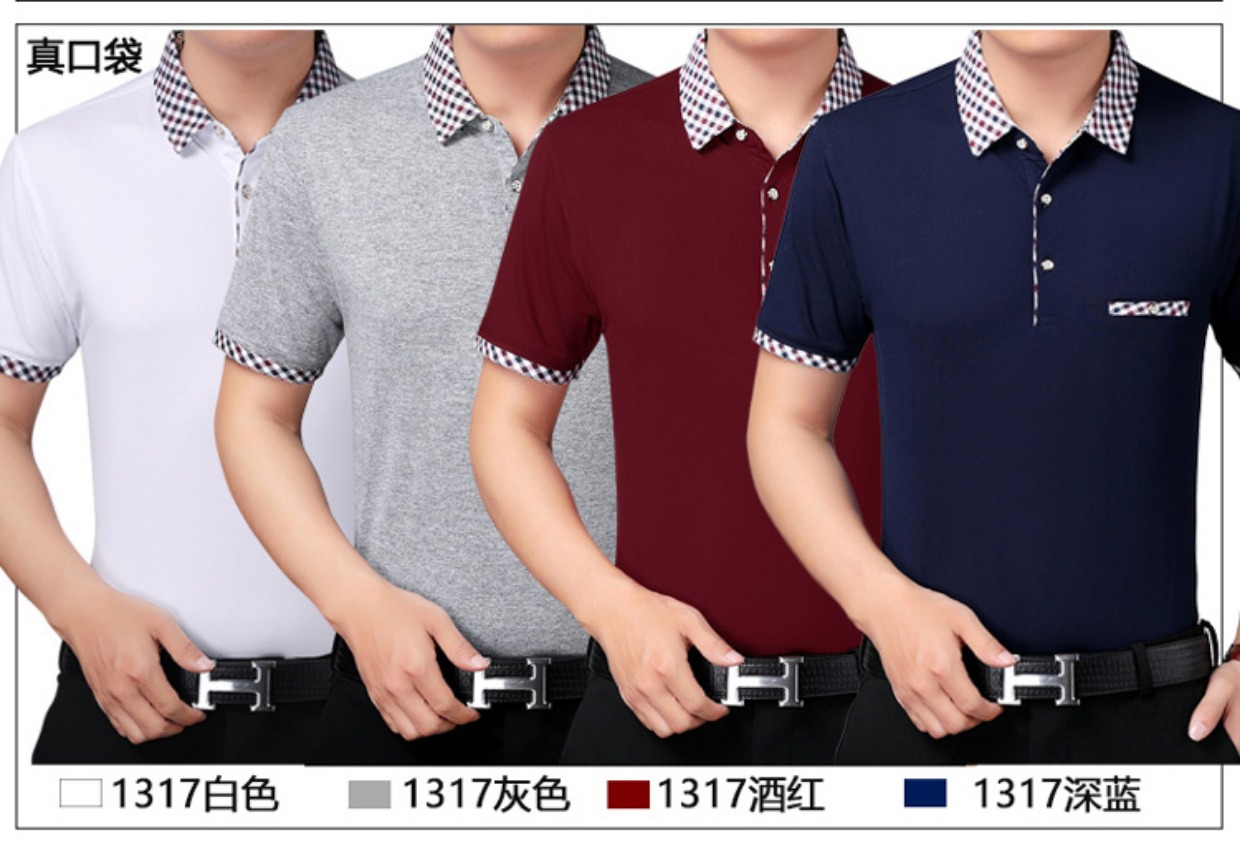 Mùa hè cha ngắn tay áo thun nam mùa hè 40-50 tuổi trung niên nam cỡ lớn áo sơ mi nam trung niên có túi Mẫu áo phông nam đẹp 2020
