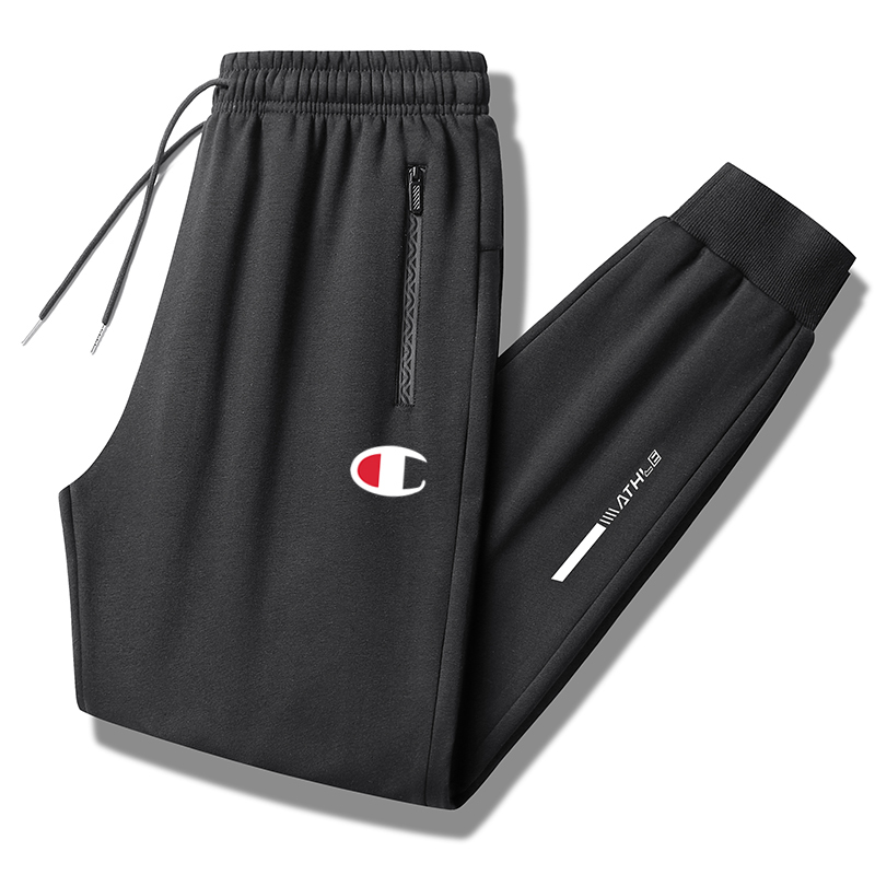 Champion Sweatpants for Women, Autumn and Winter, Fleece-Lined, Thickened, Pure Cotton, Slimming, Terry, Cuffed, Zippered, Plus-Size Athletic Pants for Men