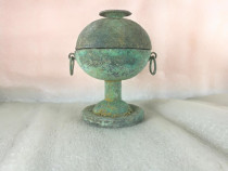 Smoke cloud streams replica ancient bronzeware Han Dynasty One pit small seven pieces of dull sound carbonated to rered spotted green rust collection?