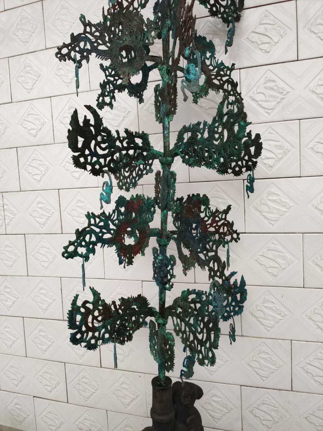 Antique bronze cow cash cow pit peacock blue rust to remove sound and tasteless ornaments collection